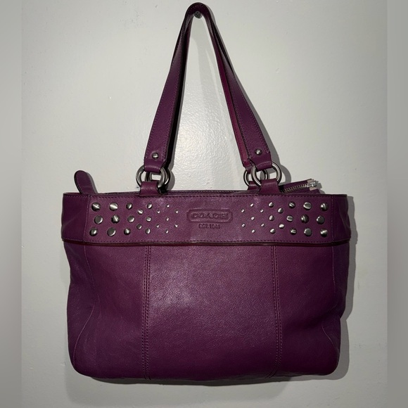 Coach Handbags - Coach Plum Studded Shoulder Bag